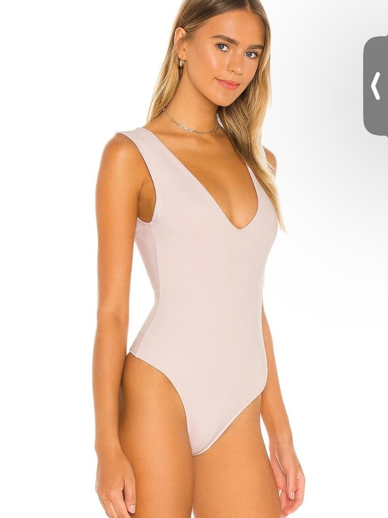 Free People Tops - Free People Blush Pink Plunge V-Neck Bodysuit